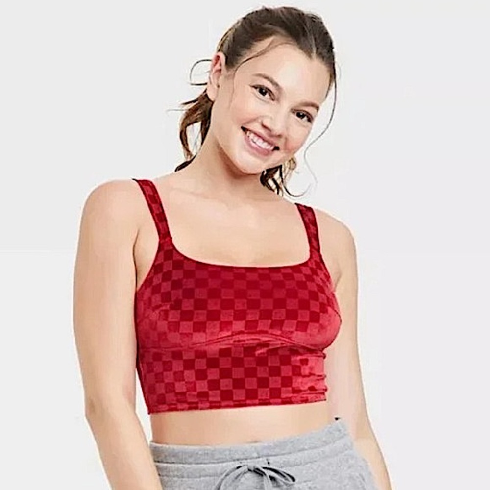 Colsie Women's Checkered Velvet Brami Size